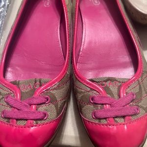 Pink leather Coach ballet flats